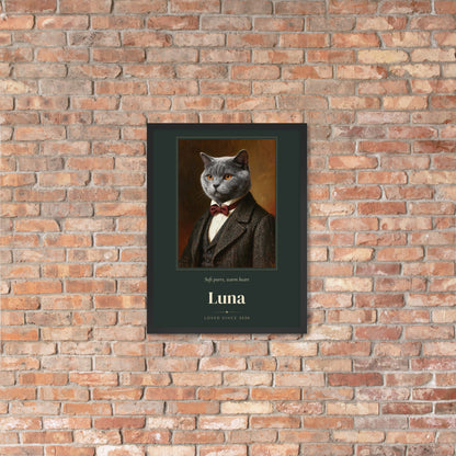 Gentleman Cat Portrait Gift for Mom – lifestyle photo, lifestyle 4 – Framed Print