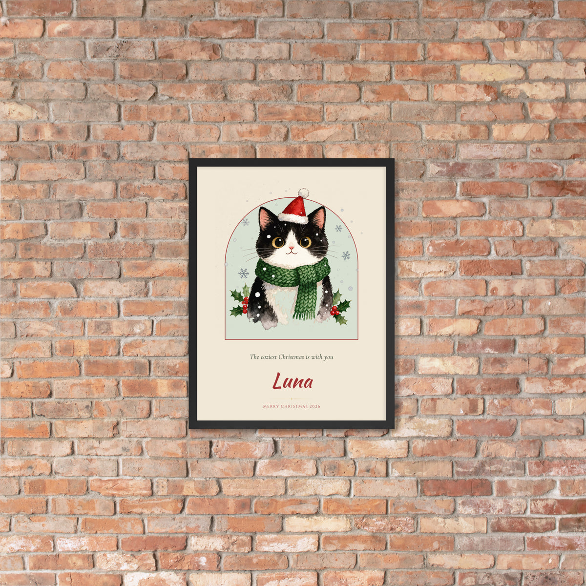 Christmas Cat Portrait – lifestyle photo, lifestyle 4 – Framed Print