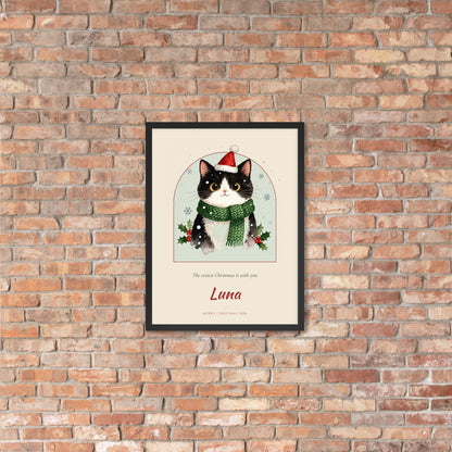 Christmas Cat Portrait – lifestyle photo, lifestyle 4 – Framed Print