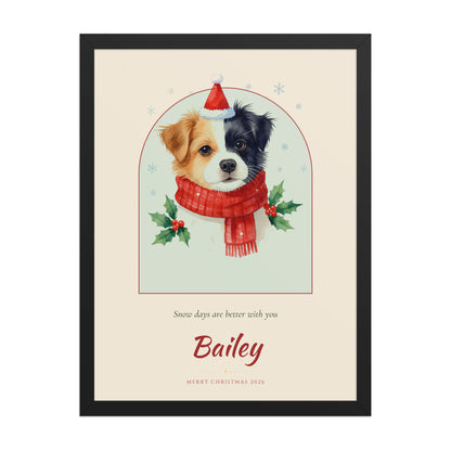 Christmas Dog Portrait – Christmas Pet Portrait – Framed Print
