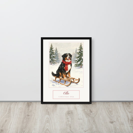 christmas pet portrait – lifestyle photo – Enhanced Matte Paper Framed Poster