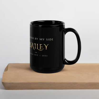 Stained Glass Pet Memorial Portrait – lifestyle photo, handle on right – Coffee Mug