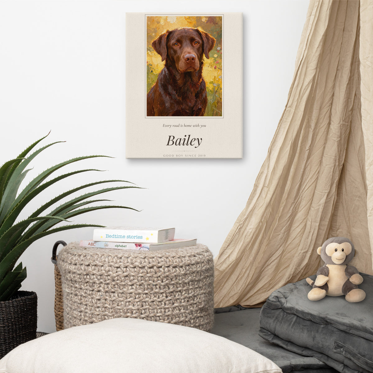 Oil Painting Dog Portrait – lifestyle photo – Canvas Print