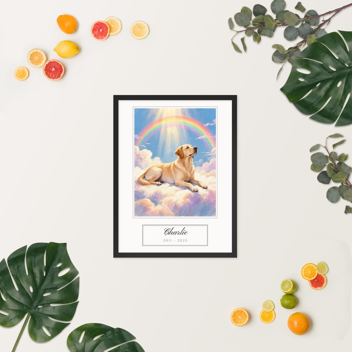 pet memorial gift – lifestyle photo, spring/summer – Enhanced Matte Paper Framed Poster