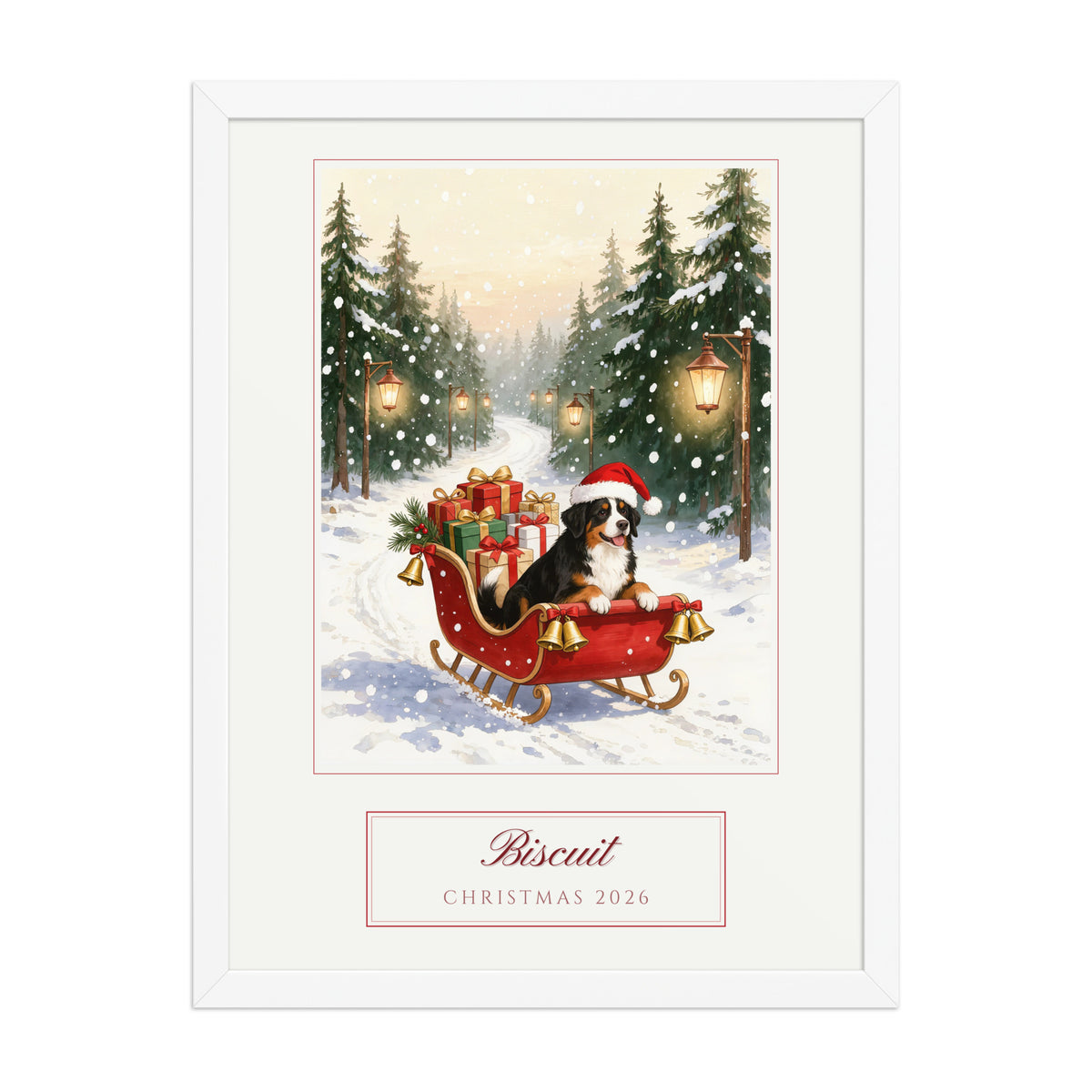 christmas pet portrait – front view – Enhanced Matte Paper Framed Poster