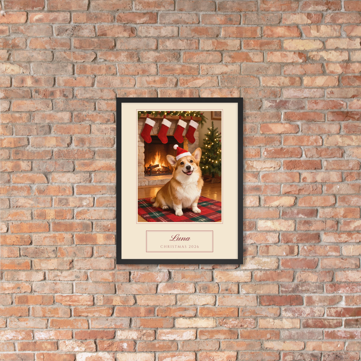christmas pet portrait – lifestyle photo, lifestyle 4 – Enhanced Matte Paper Framed Poster