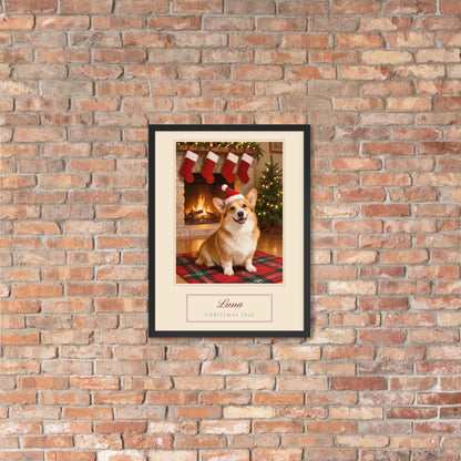 christmas pet portrait – lifestyle photo, lifestyle 4 – Enhanced Matte Paper Framed Poster