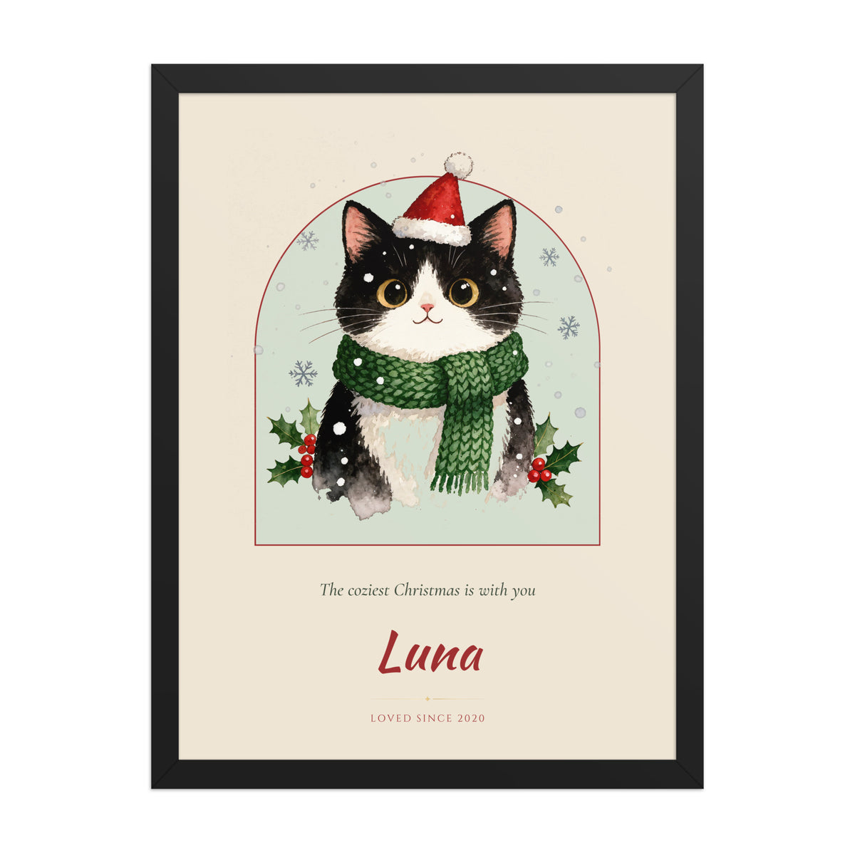 Christmas Cat Portrait Gift for Mom – product photo – Framed Print