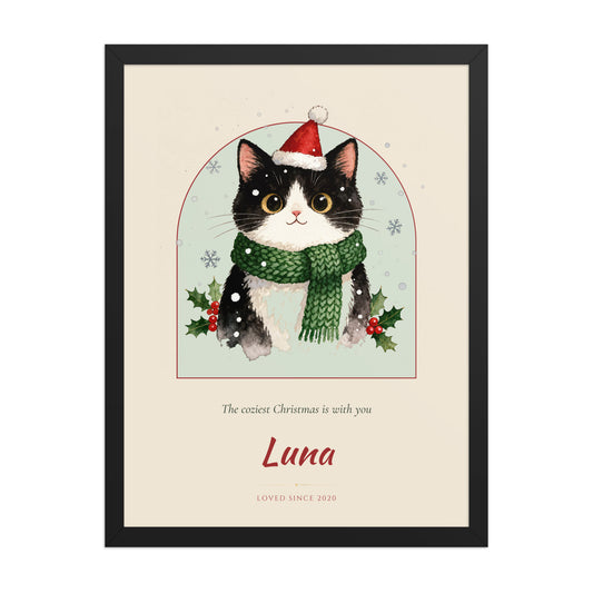 Christmas Cat Portrait Gift for Mom – product photo – Framed Print
