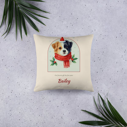 Christmas Dog Portrait Gift for Mom – front view – Throw Pillow