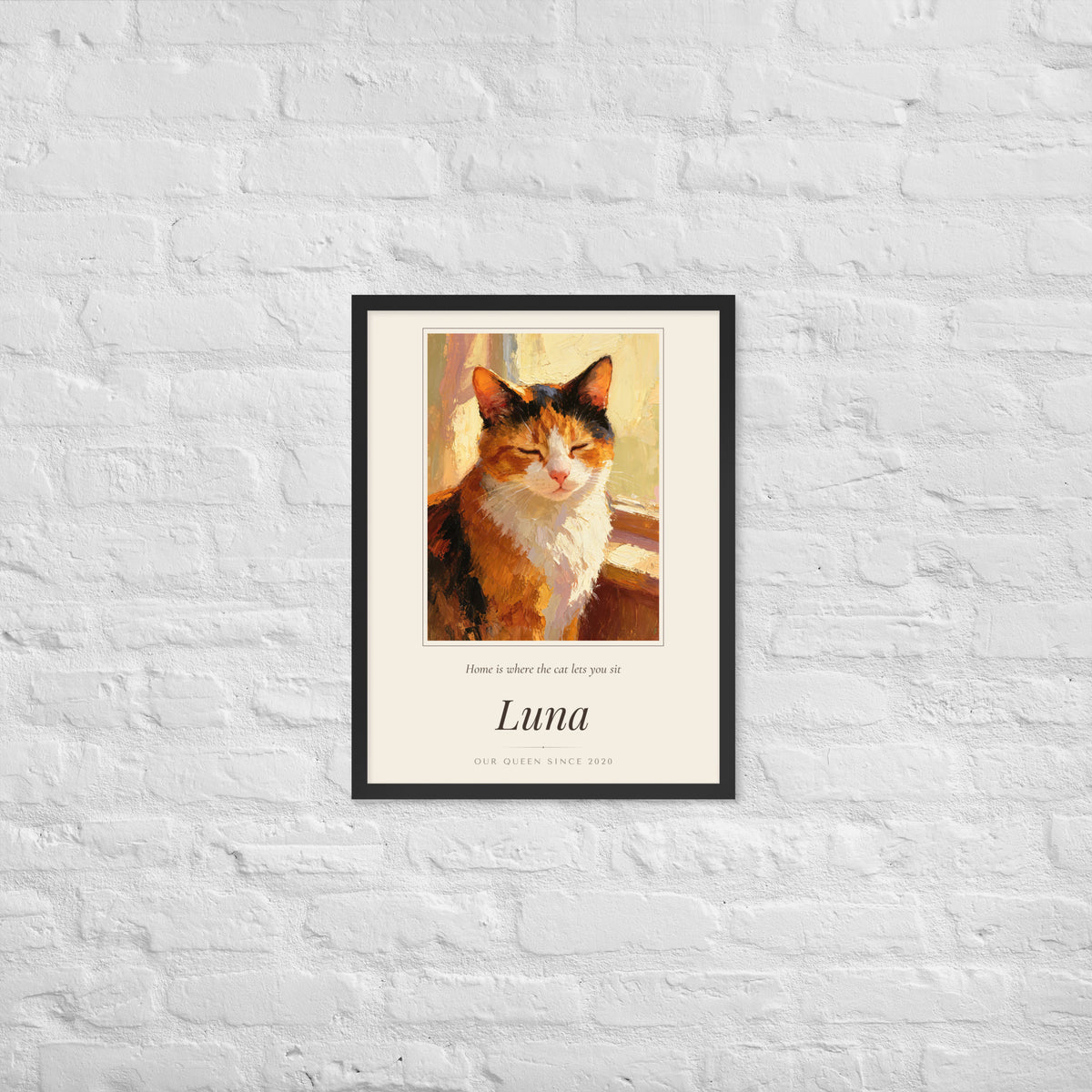 Oil Painting Cat Portrait – lifestyle photo – Framed Print