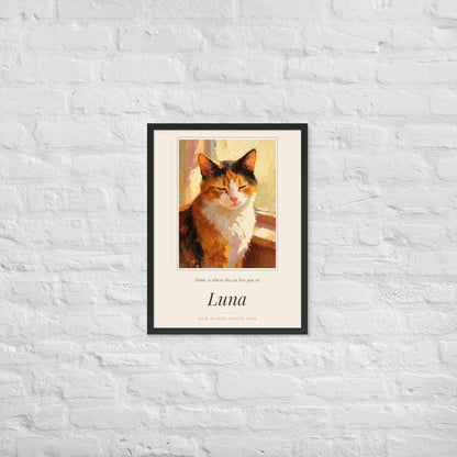 Oil Painting Cat Portrait – lifestyle photo – Framed Print