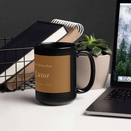 christmas cat portrait – lifestyle photo, handle on right – Up the Christmas Tree Mug