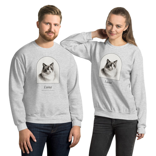 Pencil Sketch Cat Portrait – product photo – Crewneck Sweatshirt