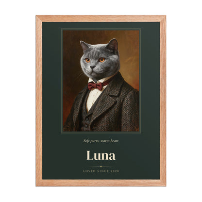 Gentleman Cat Portrait Gift for Mom – front view – Framed Print