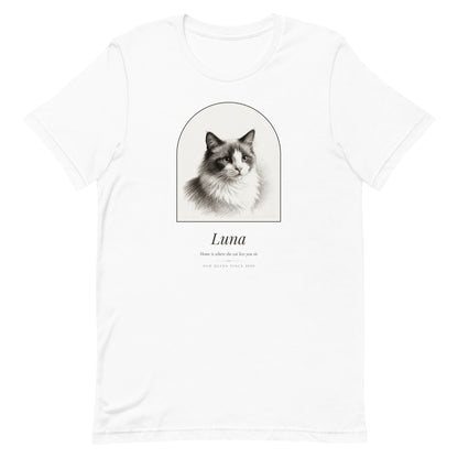 Pencil Sketch Cat Portrait – front view – T-Shirt