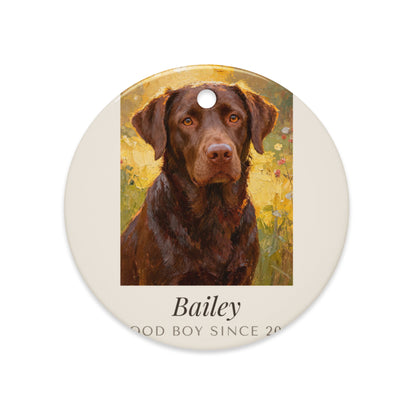 Oil Painting Dog Portrait – lifestyle photo – Ceramic Ornament