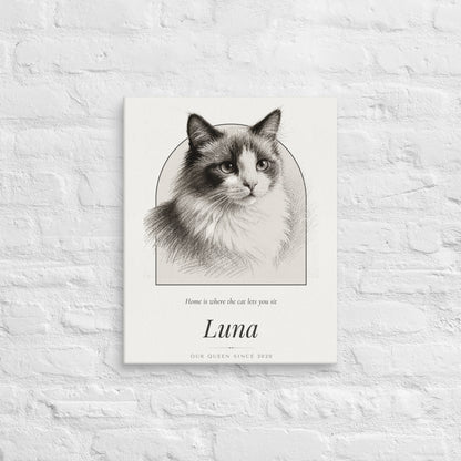 Pencil Sketch Cat Portrait – lifestyle photo – Canvas Print