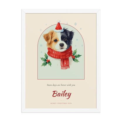 Christmas Dog Portrait – Christmas Pet Portrait – Framed Print