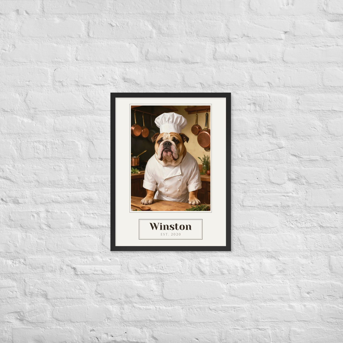 custom dog portrait – lifestyle photo – Enhanced Matte Paper Framed Poster