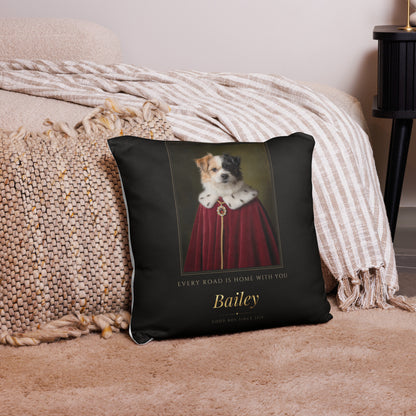 Royal Dog Portrait – Royal Pet Portrait Pillow - Custom Royal Dog Portrait from Photo - Front – Throw Pillow