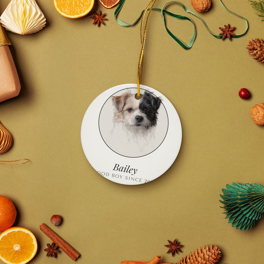 Pencil Sketch Dog Portrait – lifestyle photo – Ceramic Ornament