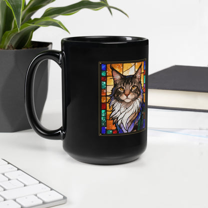 Stained Glass Cat Portrait – product photo, handle on left – Coffee Mug