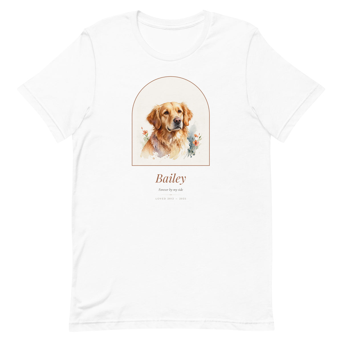 Watercolor Pet Memorial Portrait – front view – T-Shirt