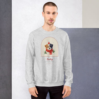 Christmas Dog Portrait – Christmas Pet Portrait – Crewneck Sweatshirt