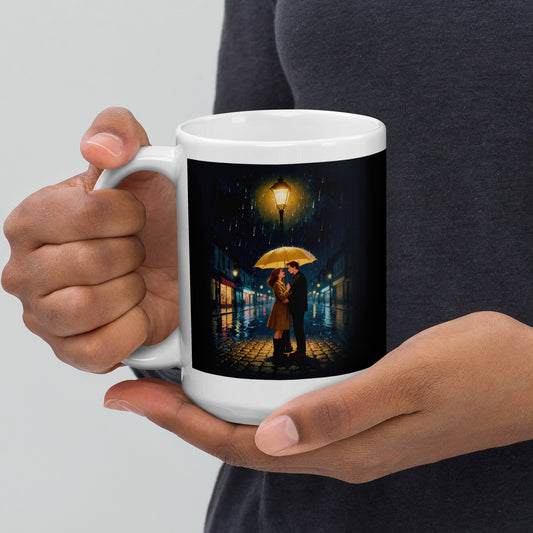 custom couple portrait – product photo, handle on left – White Glossy Mug