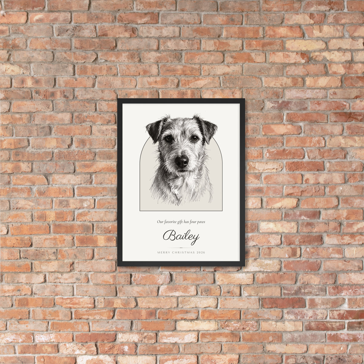 Pencil Sketch Pet Christmas Gift – lifestyle photo, lifestyle 4 – Framed Print