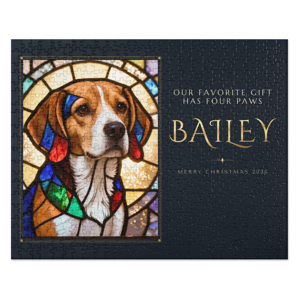 Stained Glass Pet Christmas Gift – front view – Jigsaw Puzzle