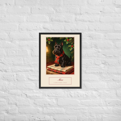 christmas pet portrait – lifestyle photo – Enhanced Matte Paper Framed Poster