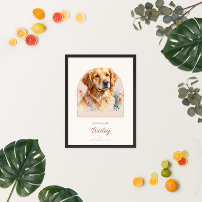 Watercolor Pet Memorial Portrait – lifestyle photo, spring/summer – Framed Print