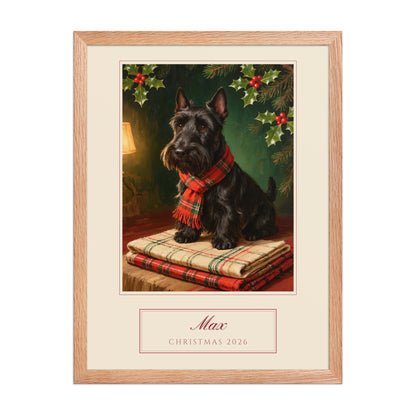 christmas pet portrait – front view – Enhanced Matte Paper Framed Poster