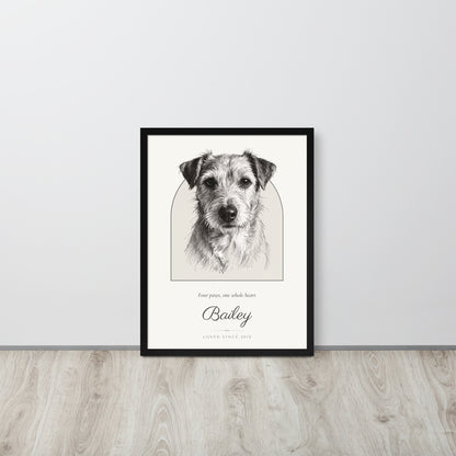 Pencil Sketch Dog Portrait Gift for Mom – lifestyle photo – Framed Print