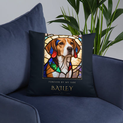 Stained Glass Pet Memorial Portrait – lifestyle photo, front lifestyle 6 – Throw Pillow