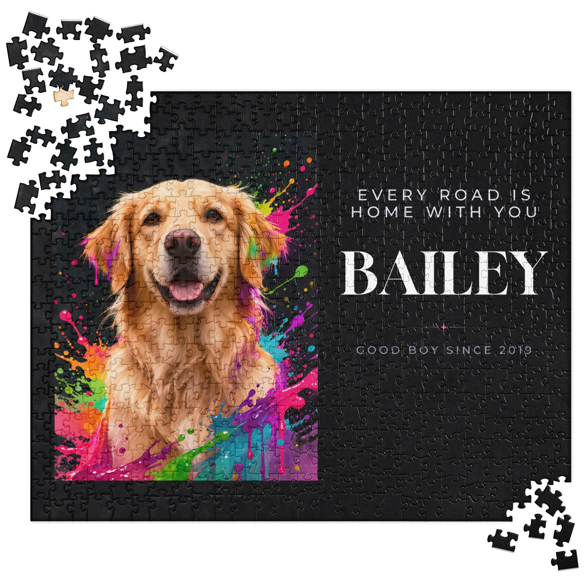 Neon Dog Portrait – product photo – Jigsaw Puzzle