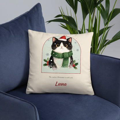 Christmas Cat Portrait Gift for Mom – lifestyle photo, front lifestyle 6 – Throw Pillow