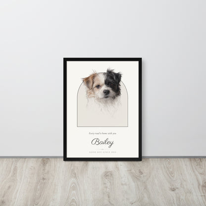 Pencil Sketch Dog Portrait – lifestyle photo – Framed Print