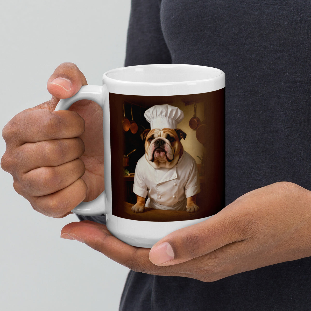 custom dog portrait – product photo, handle on left – Chef de Cuisine Mug