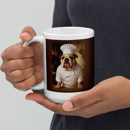 custom dog portrait – product photo, handle on left – Chef de Cuisine Mug