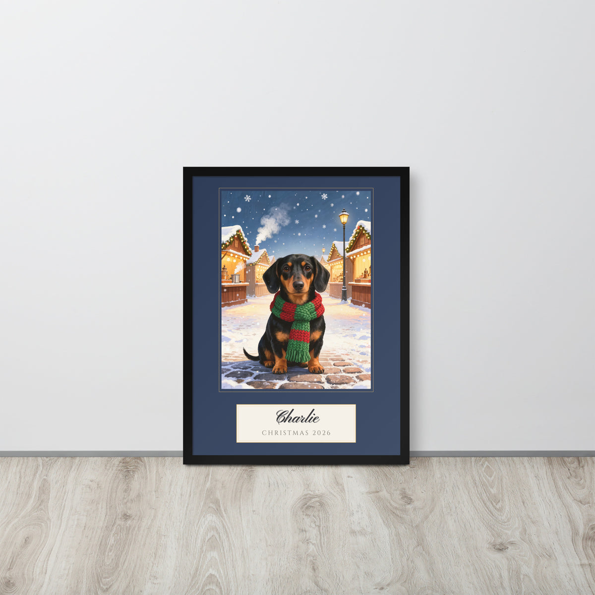christmas pet portrait – lifestyle photo – Enhanced Matte Paper Framed Poster