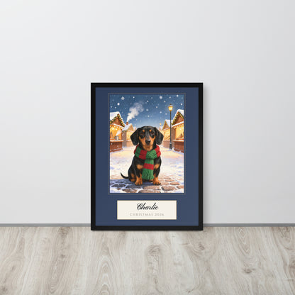 christmas pet portrait – lifestyle photo – Enhanced Matte Paper Framed Poster
