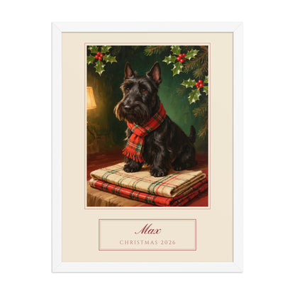 christmas pet portrait – front view – Enhanced Matte Paper Framed Poster