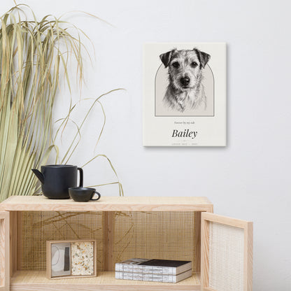 Pencil Sketch Pet Memorial Portrait – lifestyle photo – Canvas Print