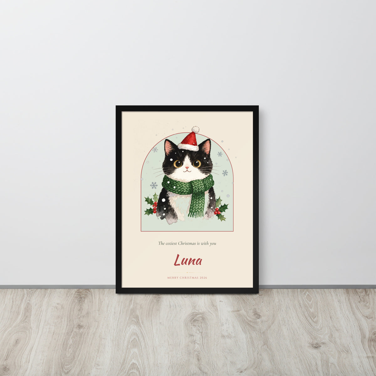 Christmas Cat Portrait – lifestyle photo – Framed Print