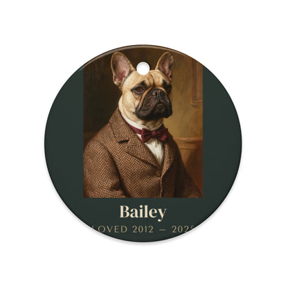 Gentleman Pet Memorial Portrait – lifestyle photo – Ceramic Ornament