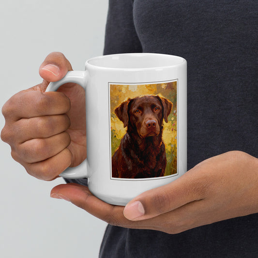 Oil Painting Dog Portrait – product photo, handle on left – Coffee Mug