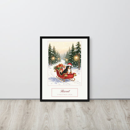 christmas pet portrait – lifestyle photo – Enhanced Matte Paper Framed Poster
